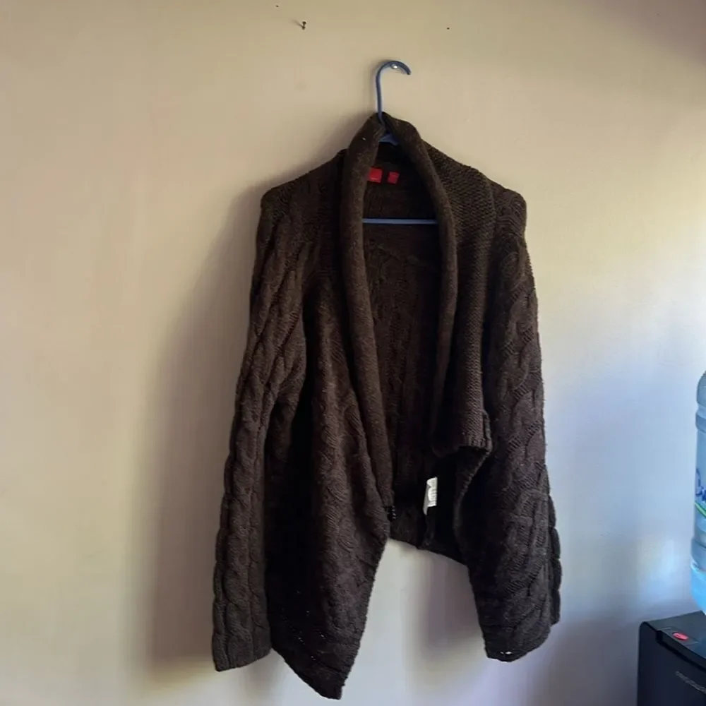 WOMENS XL CABLE KNIT ESPIRIT CARDIGAN VINTAGE